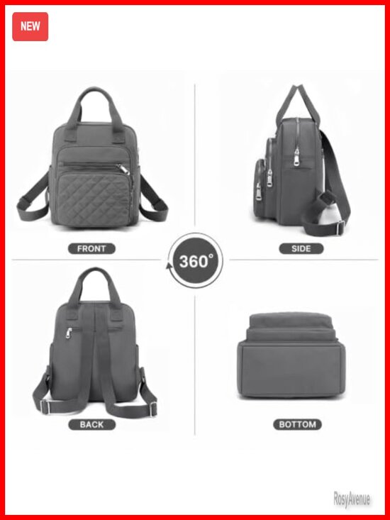 Quilted Waterproof Nylon Small Backpack with 10 Pockets Top Handle Satchel main image 4
